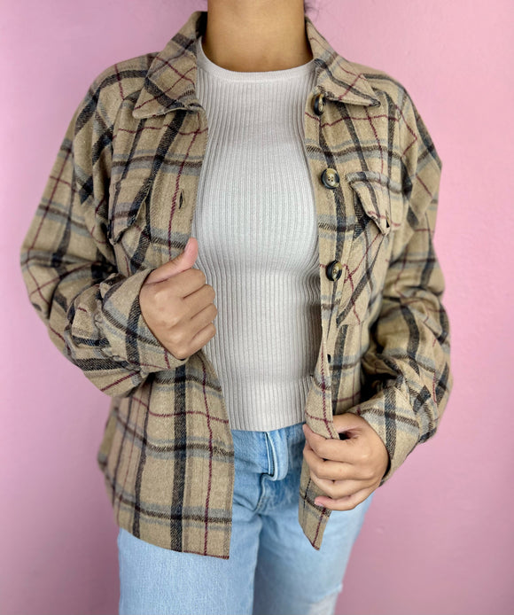 Autumn Coffee Plaid Shacket