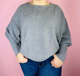 Heather Grey Dolman Long Sleeve Sweater