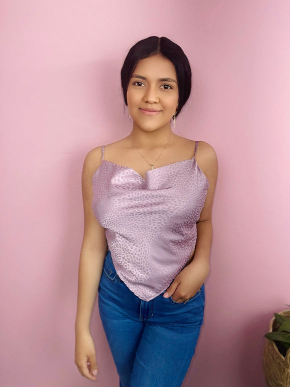 Renata Satin Crop-Top - Lavender