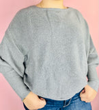 Heather Grey Dolman Long Sleeve Sweater