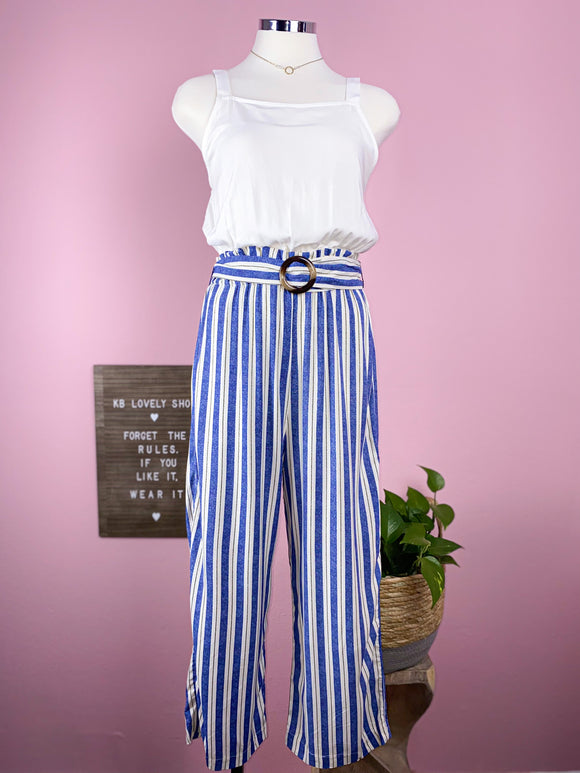 Straight Neck Stripe Jumpsuit